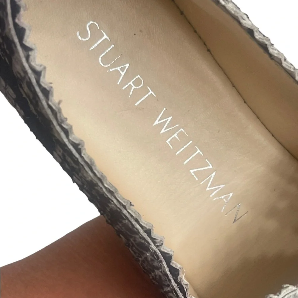 Stuart Weitzman Catalan Snake Print Leather Slip on Espadrille Natural size 5M